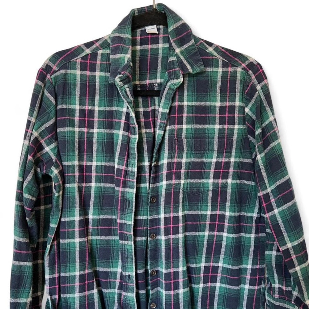 Old Navy Green and Pink Plaid Shirt